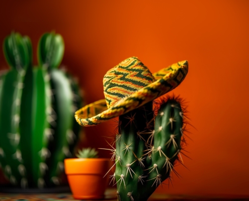 Cactus wearing a sombrero
